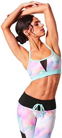POPFLEX High Impact Strappy Back Sports Bra with Mesh and Removable Push Up Bra Cups