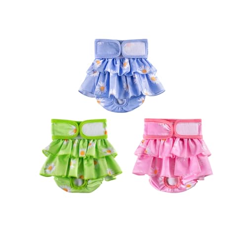 BePetMia Washable Dog Diapers, Reusable Dog Diapers for Heal Dogs, Female Dog Diapers Sanitary Highly Absorbent (M: 40-55cm, 3-Packs)