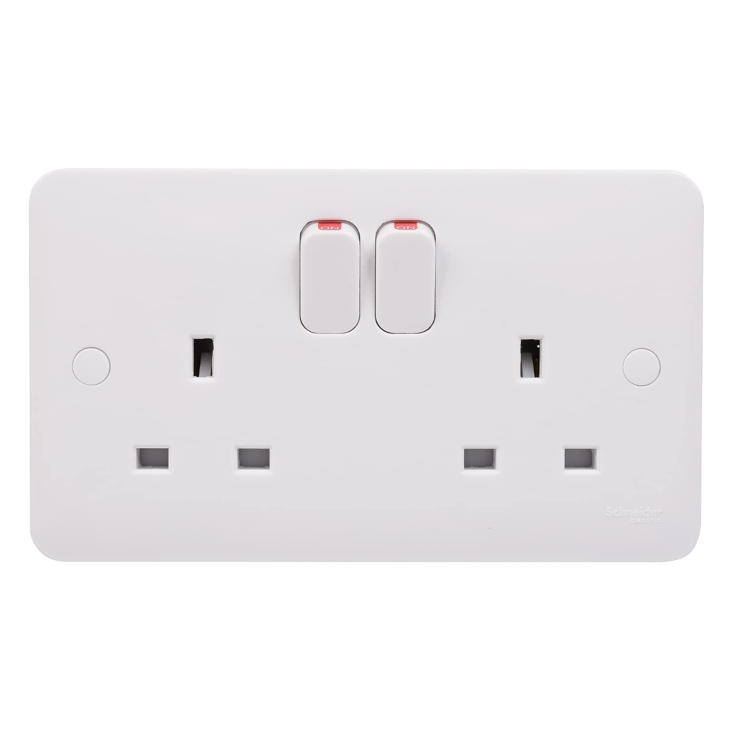 Schneider Electric GGBL3020D Lisse White Moulded, Switched Double Power Socket, Double Pole, White, 13 A, Pack of 5
