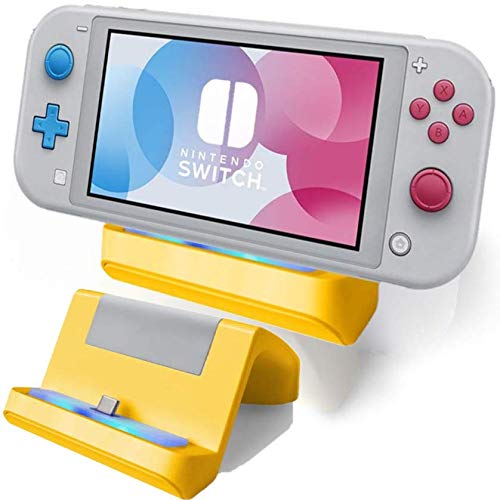 TNE - Switch Lite Charger Stand | Mini Charging Display Dock Station Holder Accessories with USB Type C Port for Nintendo Switch/Switch Lite 2019 Portable Gaming System (Yellow)