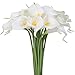 Luyue 20 Pcs White Fake Calla Lily Artificial Flowers Bridal Wedding Bouquet Latex Real Touch Flower Home Kitchen Office Decor