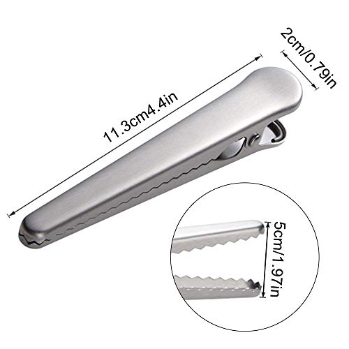 8 Packs Chip Bag Clips, DanziX 4.45Inch Length Stainless Steel Jaw Sealing Clips for Reusable Storage Box/Food/Bread/Coffee Bags, Kitchen and Office Usage