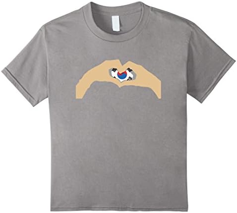 Kids Love South Korea Flag Heart National Korean Lover T-Shirt 10 Slate