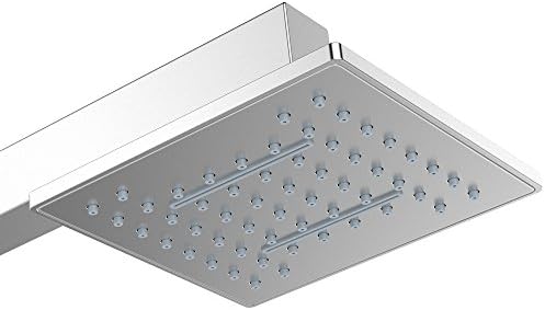 Rainfall and Waterfall Shower Head - ALZN Square Ultra Thin Stainless Steel 8 Inch Shower Head with Silicone Nozzle Easy to Clean and Install (8")