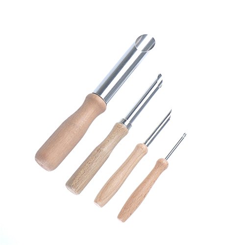Highmoor 4-Piece Stainless Steel and Wood Round Clay Hole Cutters + 6 pcs Clay Ribbon Sculpting Tool Set Kit, Mini Sludge Pottery Aluminum Clay Scraper Clay Sculpture Carving Modelling Tools