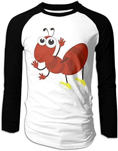 Supar Men's Cartoon Ant Casual Raglan T Shirt Long Sleeve Athletic Jersey S-2XL