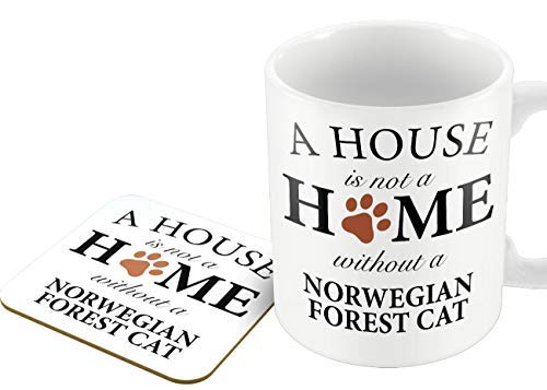 The Victorian Printing Co - A House is Not A Home Without A Norwegian Forest Cat - Mug and Coaster Set