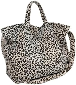 Amazon.com: IDEWO Corduroy Tote Bag Leopard Shoulder Bag Soft