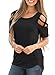 MONOLAR Crewneck Short Sleeve T Shirts for Women Cold Shoulder Tops and Blouses