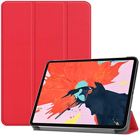 Fonrest 3-Folding Leather Case for iPad Pro 12.9-inch Display 2018, Folio PU Ultra Slim Fit Protective Auto Sleep/Wake Magnetic Flip Tablet Cover (Red)