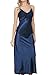 Asherbaby Women's Sexy Satin Long Nightgown Lace Slip Lingerie Chemise Robes (US 12, Navy)
