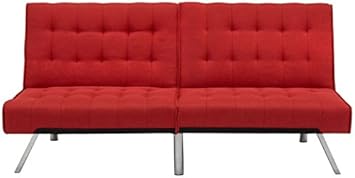 Amazon Com Red Convertible Linen Futon Sofa Bed Couch Split