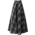Retro Winter Long High Waist A Word Big Hem Plaid Woolen Skirt