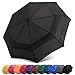 Fidus Compact Windproof Vented Automatic Travel Umbrella With Double Canopy - Large Lightweight Folding Car Golf Umbrella for Women Men Kids-black