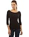 PattyBoutik Women Boat Neck Raglan 3/4 Sleeve Blouse (Black Small)