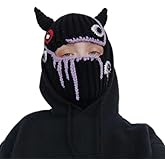 Funny Devil Horns Knitted Beanies Hat for Men Women Warm Balaclava Hat Full Face Ski Mask Hat