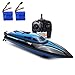 SZJJX RC Boat 2.4GHz 4 Channels Remote Control Electric Racing Boat 25KM/H High Speed Automatically 180 Degree Flipping Transmitter with LCD Screen Blue