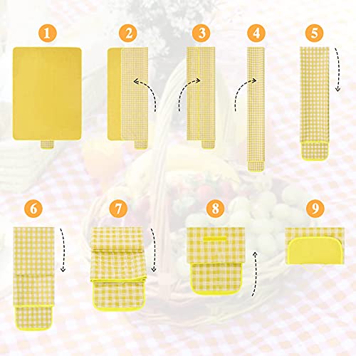 Onlyesh Outdoor Picnic Blanket, 200x200 Waterproof Beach Picnic Mat, Large Picnic Blanket for Beach/Park/Camping/Hiking/Family Concerts/Grass Trips, Yellow