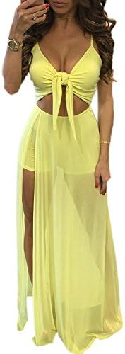 Blasting net yarn Patchwork Bow tie Hollow Out V Neck chest knot variety wear dress