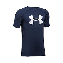 Under Armour Boys' Tech Big Logo Short Sleeve T-Shirt, Midnight Navy/White, Youth X-Small