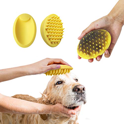 Blingbrione Cat&Dog Soft Silicone Deshedding Brush for Bath/Massaging/Grooming Pets, Loose Undercoat Remover/Skin Cleaner/Making Hair Gloss, Gently Comb Suitable for Short Long Hair pets.