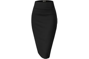 Hybrid & Company Women's Premium Nylon Ponte Stretch High Waist Pencil Suit Skirt Below Knee