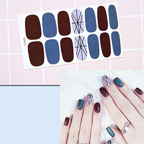 6 Sheets Full Nail Wraps Art Polish Stickers Decal Strips Adhesive False Nail Design Manicure Set With 1Pc Nail Buffers FilesÂ For Women Girls