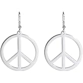TEAMER Peace Sign Symbol Earrings Stainless Steel Geometric Peace Symbol Dangle Earrings Hippie Jewelry For Women
