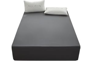 RUSHRUSHLULU Bedding Twin Size Fitted Sheet Only-Twin Size Deep Pocket Bottom Sheet Fits 15inches Bed Matress Sheet Soft and Microfiber-Easy Care-Dark Gray