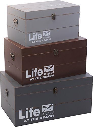Baúl de madera marrón maritim madera caja de 60 x 30 x 35 cm: Amazon.es: Hogar