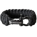 TruConquest Paracord Bracelet - Wide King Cobra Style with Black Stainless Steel Bow Buckle – Adjustable Size Fits Small to Large Wrists - 9.5