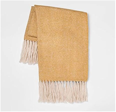 Amazon Com Threshold 60 X 50 Faux Mohair Twill Throw Blanket Berry 100 Acrylic Yellow Home Kitchen