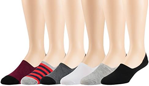 Men’s No Show Loafer Dress Socks with Heal Grips – 6-Pack - Polyester Spandex Blend – by Bond St.