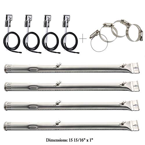 Hisencn Grill Replacement Parts Pipe Burner Tube, Igniter for Charbroil 463257010, 463251913, 463251413, 463241113, 463247009, 463244011, 463225312 Gas Grill, G527-2200-W1, G515-2200-W1, 15 15/16"