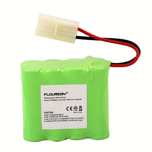 Floureon 9.6V 1800mAh AA Ni-MH 8 Cell Rechargeable Replacement battery Pack with Tamiya Connector for RC Cars Boat, Robot, Security