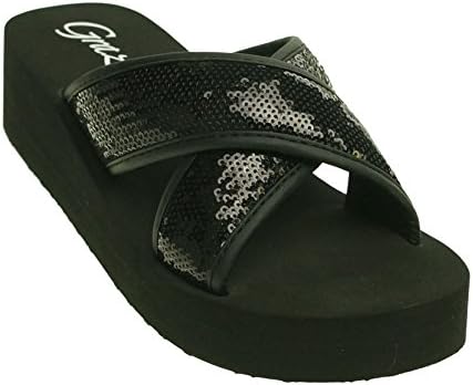Grazie Women's Farout Wedge Sandal Black 10 B(M)