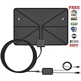 60Miles TV Antenna Indoor Amplified Channels - VinTV Upgrade Amplifier HDTV Antenna High Gain Reception Digital TV Antenna Long Range For 4K Free TV Signals with 12ft Coax Cable
