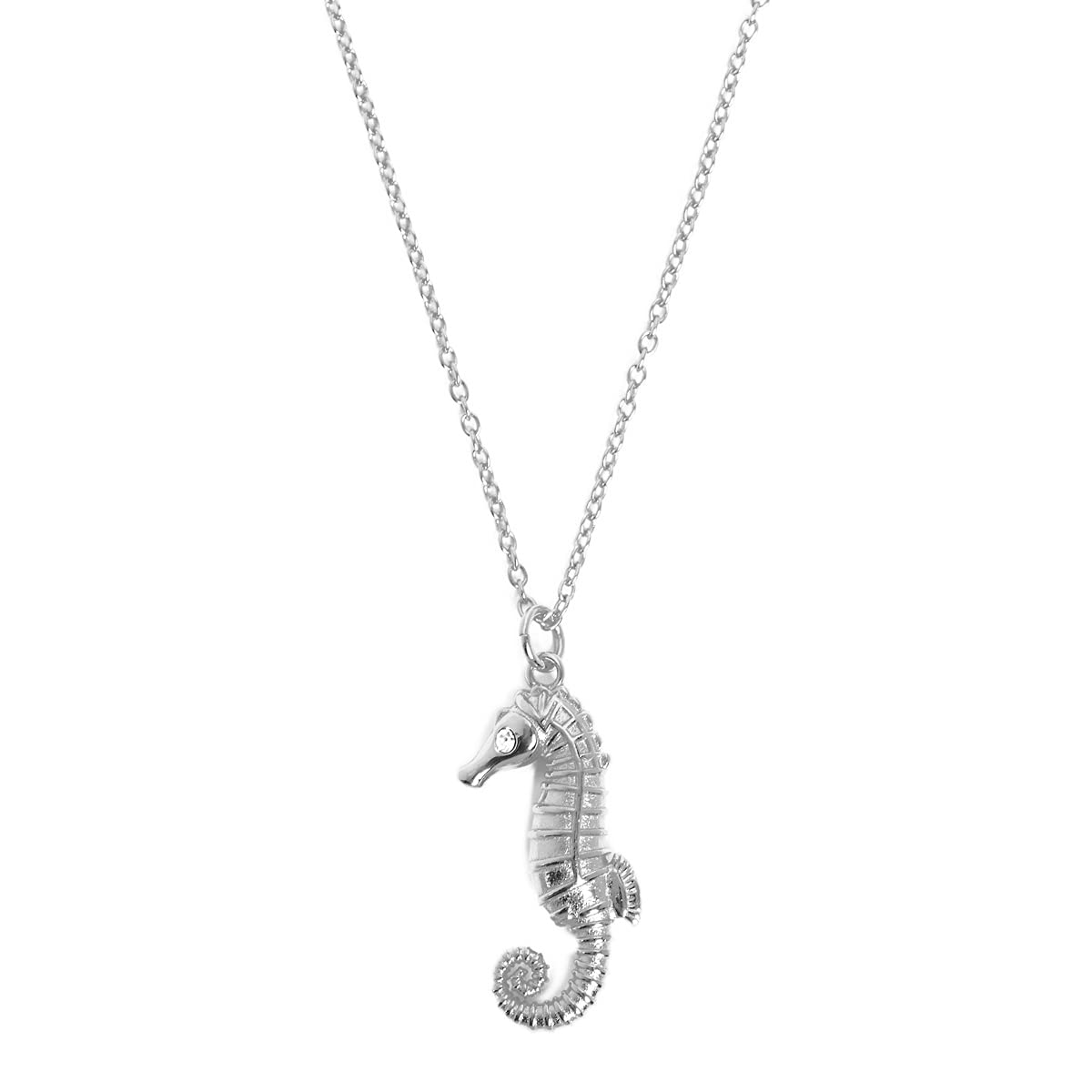 Annie Oak Womens 925 Silver Seahorse Princess Length Necklace
