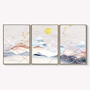 Framed Canvas Wall Art for Living Room, Bedroom Abstract Landscape Dream Place Canvas Prints for Home Decoration Ready to Hanging - 16"x24"x3 Panels