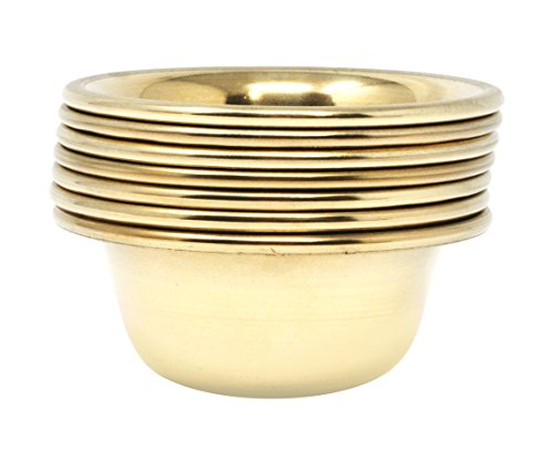 Mudra Crafts Set of 7 Copper Brass Yoga Meditation Altar Tibetan Buddhist Supplies Offering Bowls (3 Inches, Brass Tone)