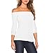 Women's Sexy Slim Fit Stretchy Off Shoulder Long Sleeve Blouse Tops Shirt White S