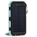 Solar Chargers 30,000mAh, Dualpow Portable Dual USB Solar Battery Charger External Battery Pack Phone Charger Power Bank with Flashlight for Smartphones Tablet Camera (Baby Blue)