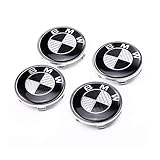 Vonluxsue Set of 4 Pieces BMW Wheel Center Caps Emblem, 68mm Carbon Fiber BMW Logo Rim Center Hub Caps for BMW All Models (Black)