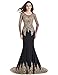 MisShow Crystals Beaded Lace Mermaid Evening Dress for Women Formal Mermaid Prom Dress Elegant