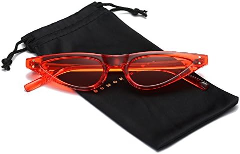 Dumok Cat Eye Sunglasses Vintage Mod Style Retro Slim Womens Sun Glasses With Red Frame/Red Lens