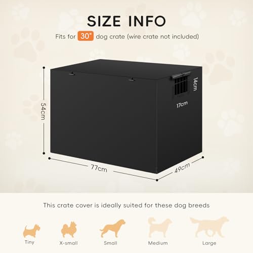 Iubyceh 30 Inch Heavy Duty Dog Crate Cover, Waterproof Oxford Fabric Pet Cage Cover, Universal Fit Wire Kennel with Ventilation Window for Indoor Outdoor Use, Black