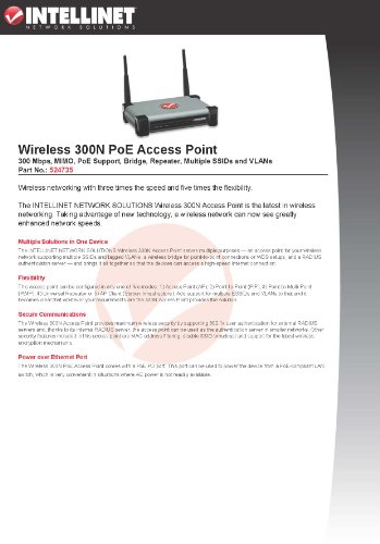 Intellinet Wireless 300N Access Point with 2X 3dBi Detachable Antenna (524735)
