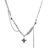 TengRiah Y2K Necklace Star Pendant Moonstone Chain Necklace Jewelry for Women-2