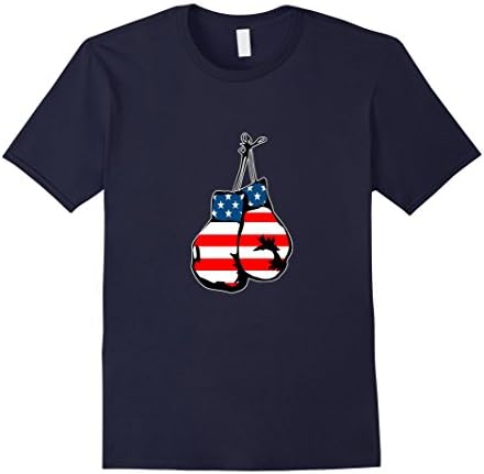 Mens Boxing Gloves USA Flag T-Shirt 2XL Navy