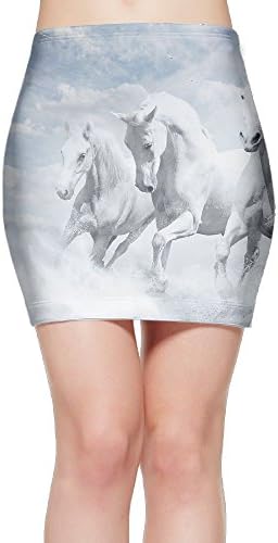 Hj21GFHJ Running White Hores Slim Tight Mini Skirt Ease To Comfort Stretchable Above Knee Pencil Skirt L